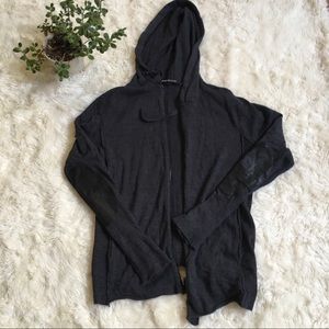 Nice Collective merino hoodie, leather elbow patches